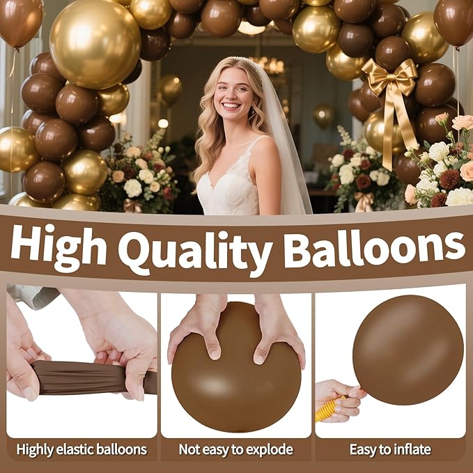 KAWKALSH Brown Balloon Arch Kit 111Pcs 18 12 5 Inch Latex Party Balloons Garland for Birthday Baby Shower Wedding Engagement Anniversary Christmas Party Decorations