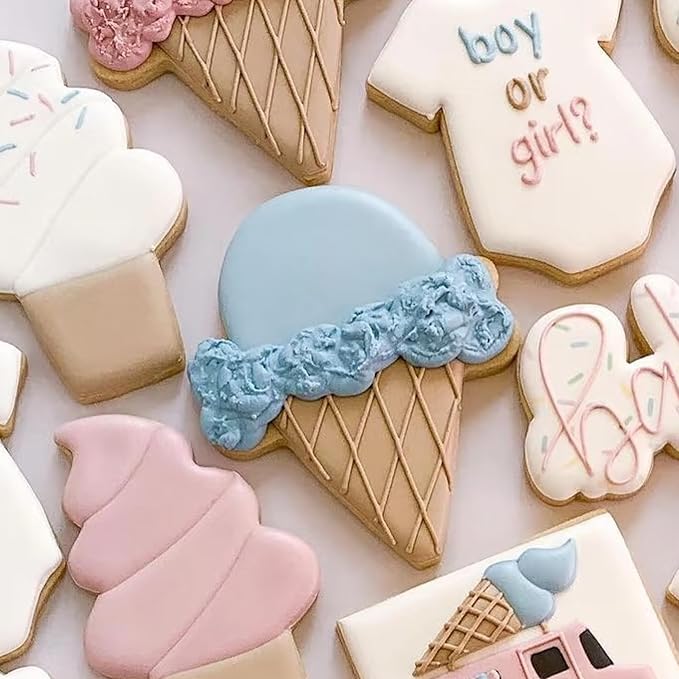 Ice Cream Cookie Cutters 8-Pc. Set, Ice Cream Cutters Stainless Steel Fondant Cutters, Popsicle, Hard and Soft Serve Ice Cream Cone (Cartoon Cookie Cutters Set)