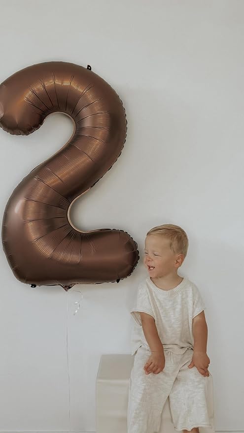 Dark Brown 2 Balloon, Coffee Brown Number Balloons 40 Inch, Chocolate 2nd Balloon Number Birthday Decorations, Second Two Birthday Party Supplies, Number 2