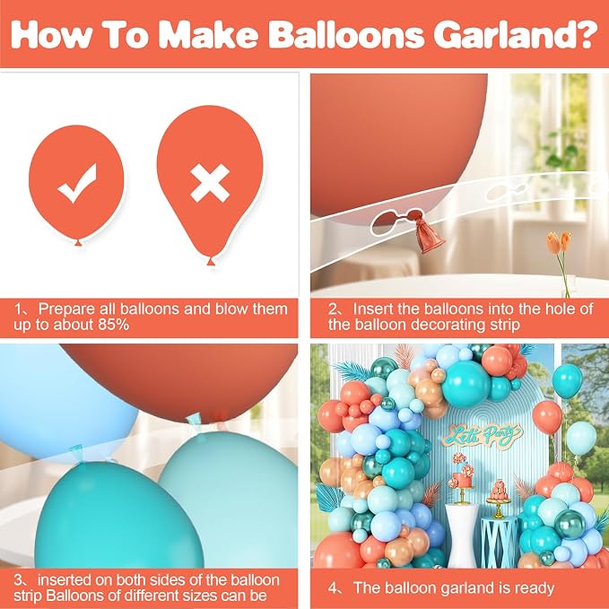 Tropical Balloon Arch Garland Kit with Rose Gold Blue Green Blush Balloons for Hawaii Baby Shower Birthday Theme Party Decorations