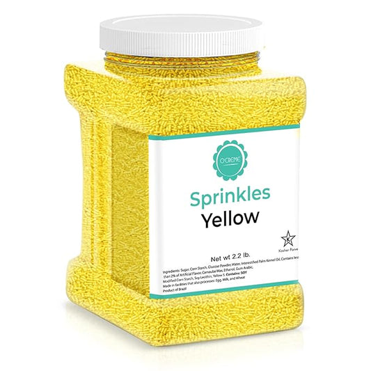 O’Creme Yellow Sprinkles – 2.2 Pounds for Cake Decorating – Kosher Pastel Sprinkles for Cupcakes, Cookies, Cakes, Ice Cream