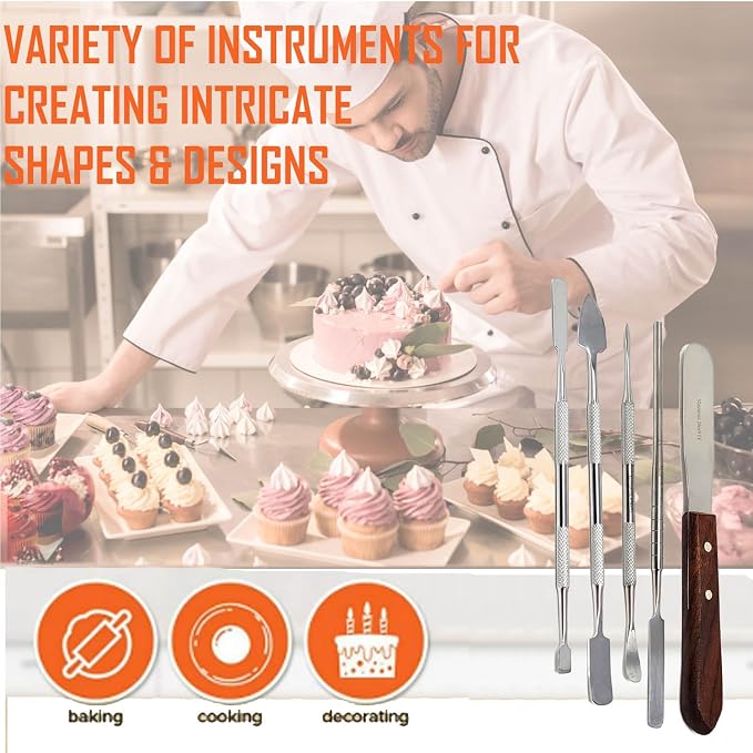 A2Z-Cookie Scribe Tool Stir Needle Cookie Decorating Tool, DIY Baking Pin Whisk Spatula Stainless Steel Needle Biscuit Shaping Icing Pin Scribe Modeling Tool - for Icing & Fondant Shaping (5pc Tools)