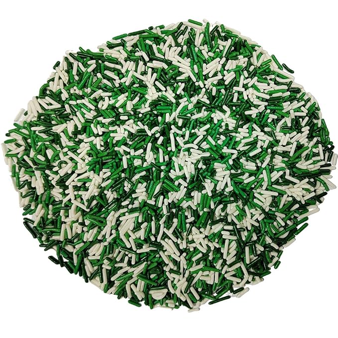 Homankit St Patrick's Day Jimmy Green and White Jimmies Sprinkles Edible Sprinkle Candy Soft Jimmies Toppings for Ice Cream, Cupcake, Cake, Cookie, Dessert Decorating 2.75 Ounces