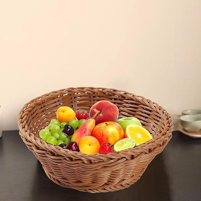 Handmade Synthetic Rattan Basket, Multifunctional and Original, Ideal for Snacks at Home, Weddings and Meals, M