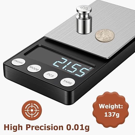 Pocket Digital Gram Scale, 0.01g High Accuracy 500g Mini Jewelry Scale, Portable Coin Counter Scale with g/oz/ct/gn/tl/ozt/DWT, Ideal for Gold, Coin, Jewelry, Coffee Bean & Kitchen Weighing