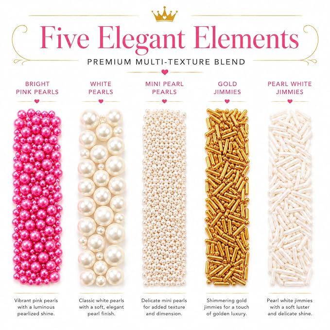 Confect Fusion Mashup Sprinkles – Pink & White Pearl Sprinkle Mix for Cake & Cupcake Decorating – Edible Baking Topping Balls - Vegan, Gluten-Free, Nut-Free, Soy-Free, Dairy-Free, Palm Oil-Free – 4.2 Oz