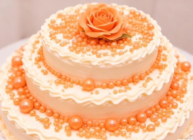 Zali Edible Pearl Sprinkles, Peach Orange, 26 Colors Mixed Size | Sugar Pearls, For Cakes, Cupcakes, Cookies, Donuts & Ice Cream, Gluten Free, Food Grade, Wedding & Festival Decoration