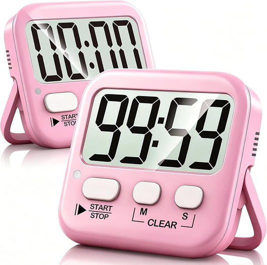 Antonki 2 Pack Digital Timer for Kids, Magnetic Countdown Kitchen Timers for Cooking, Egg, Classroom, Teacher, Exercise, Study, Oven - Battery Included