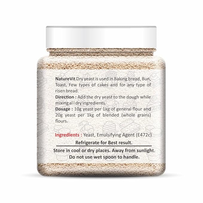 NatureVit Baker's Instant Dry Yeast, 200g | Premium Yeast for Baking Bread, Pizza, Cake, Doughnuts, and Wines | Fast-Rising & Long Shelf Life