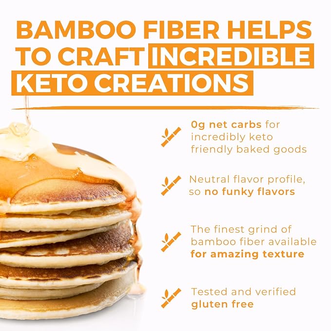 Bamboo Fiber (1.5 lb) 0g Net Carbs, Keto Fiber for Keto and Low Carb Baking, Improves Texture of Keto Baking, Keto-Friendly, Verified Gluten Free, Non-GMO Sourced, Finest Grind of Bamboo Flour