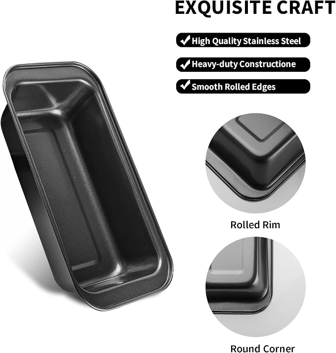 10 Pcs Loaf Pans for Baking Bread, Nonstick Loaf Bread Pan 8 x 4 Inch, Carbon Steel Bread Pan for Homemade Bread (Black)