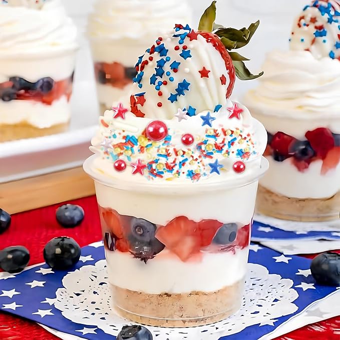 Patriotic Sprinkles Red White Blue Silver Sprinkle Rainbow Jimmies for Baking Cookie Star Sprinkle 4th of July Memorial Day Sprinkles Edible Colorful Sugar Pearl Candy Decorations 100g /3.5 Oz