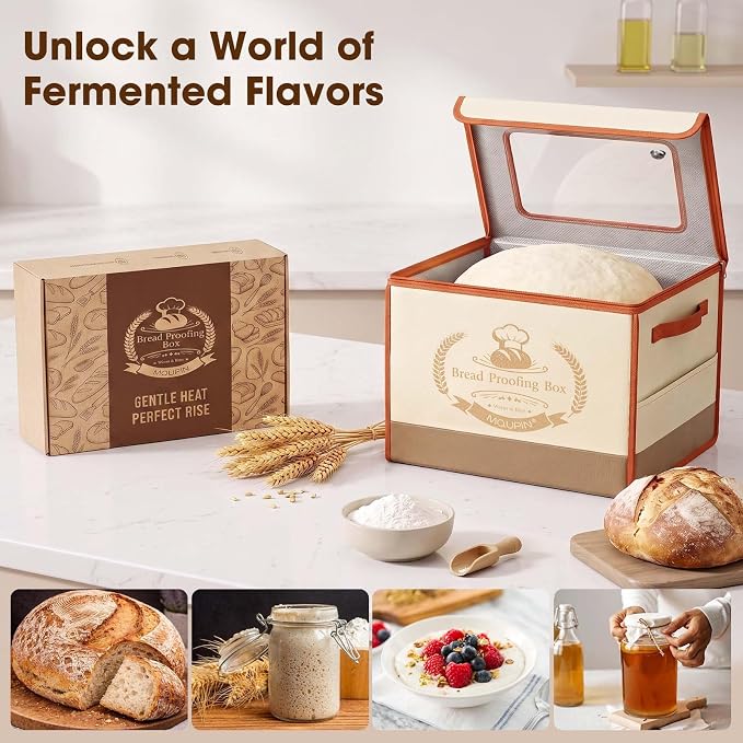 Folding Bread Proofing Box with 68-131℉ Temp Control for Sourdough | Bread Proofing Box,0-99H Timer,3-Sided Heating,Dough Proofer with Metal Rack&,Ideal for Sourdough,Bread Baking, Pizza, Yogurt