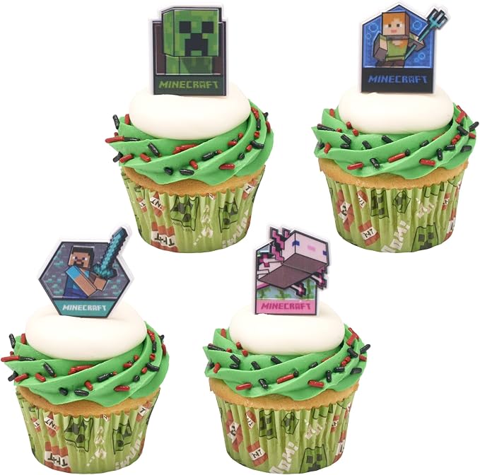 48 x Minecraft Baking Cups By DecoPac | Standard Size Cupcake Liners | TNT Block | Greaseproof Paper Cases for Cupcakes, 1.8" x 1.25", Pack of 48