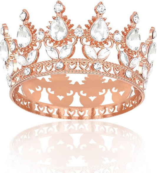 Rose Gold Crown Cake Topper Happy Birthday Cake Toppers Wedding Cake Toppers Mini Crowns for Flower Bouquets Party Decorations