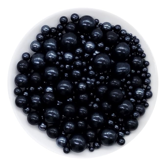 Halloween Sprinkles Edible Pearls Sugar Sprinkles Black Candy 120g/ 4.2oz Desserts Cake Decorations Cupcake Toppers Cookie Decorating Ice Cream Toppings Celebrations Shaker Jar Wedding