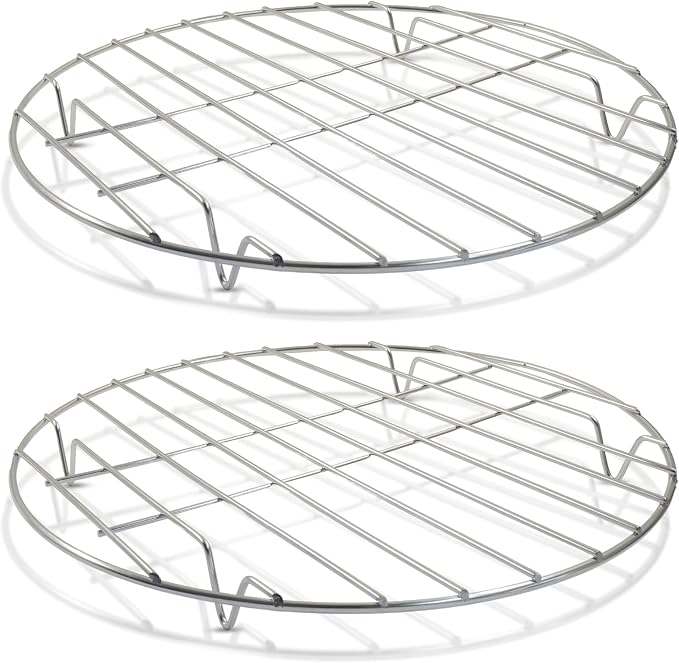 10.5" Round Cooking Rack, 2 Pcs Stainless Steel Baking Cooling Steaming Grilling Rack for Air Fryer, Pressure Cooker, Cooking Enthusiasts