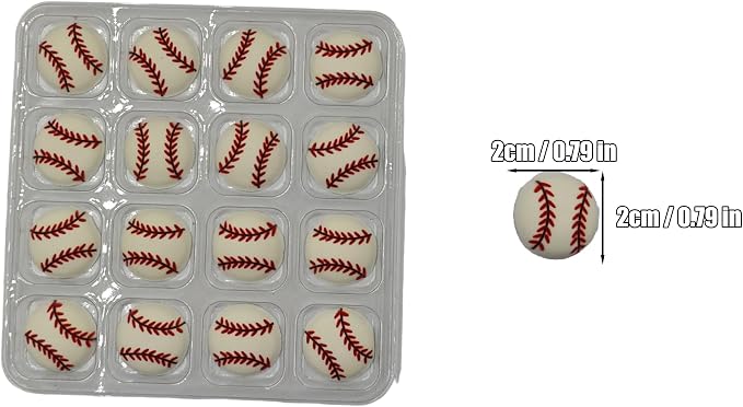Edible 16 pieces Baseball cake decorations, cupcake toppers, perfect Icing Cookies decro for Sports Valentine's Day Birthday Halloween Thanksgiving Christmas party Team Dinner