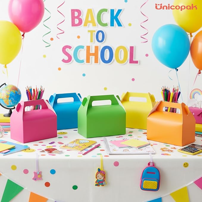 UnicoPak 30 Pack Green Party Favor Bag Boxes, Gable Gift Boxes for Candies Treats Goodies Cookies, Ideal for Green Party Favors, Themed Birthday Party, Valentine's Day, 6.5x3.5x3.5 Inches