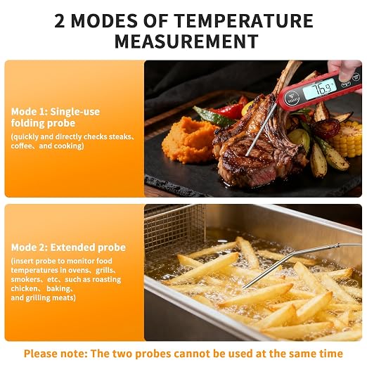 DOQAUS Meat Thermometer Digital with Dual Probe, Instant Read Food Thermometer for Cooking with Backlight and Alarm, 3s Fast Response, 40-inch Long Wired Probe for Oven BBQ Grill Smoker Candy