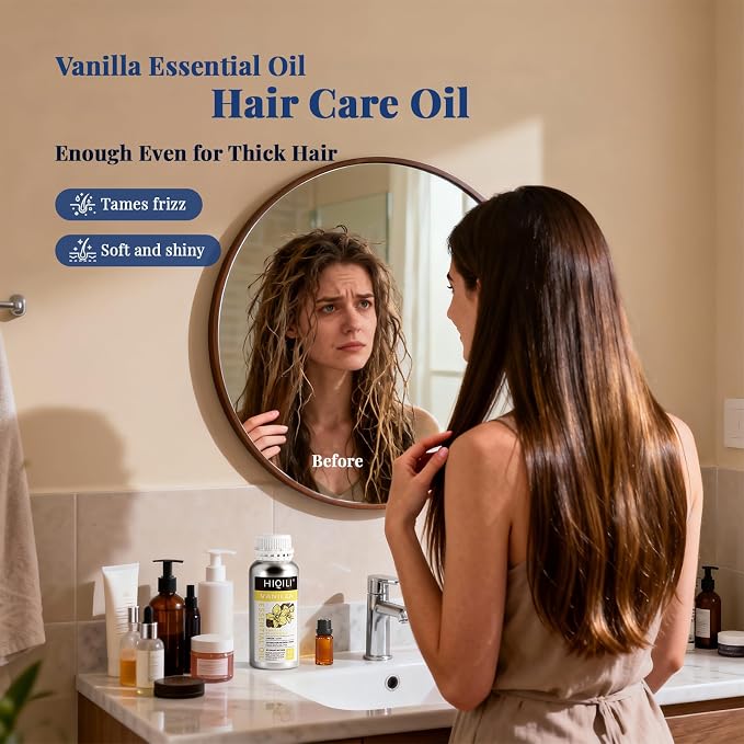 HIQILI 16 Ounces Vanilla Essential Oil, Strong Fragrance for Body Lotion, Candle Making, Soap, Aromatherapy -16 Fl Oz