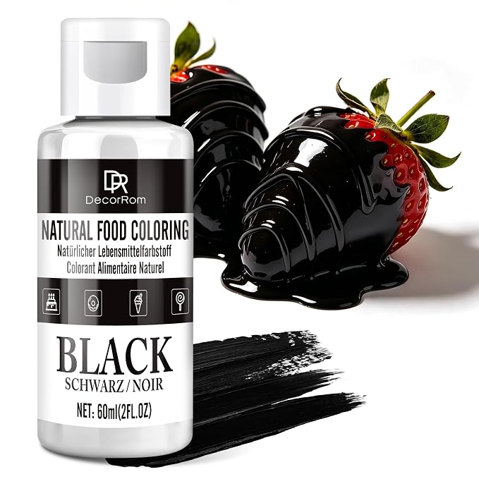 Natural Black Food Coloring - Dye Free Natural Food Dye, FD&C Artificial Dye Free Liquid Food Coloring for Baking, Cake Decorating, Frosting, Icing, Easter Eggs, Fondant, Cookies & More, 2 fl. oz