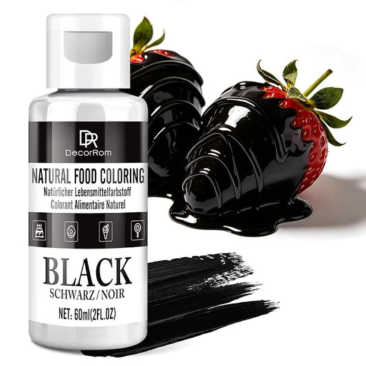 Natural Black Food Coloring - Dye Free Natural Food Dye, FD&C Artificial Dye Free Liquid Food Coloring for Baking, Cake Decorating, Frosting, Icing, Easter Eggs, Fondant, Cookies & More, 2 fl. oz