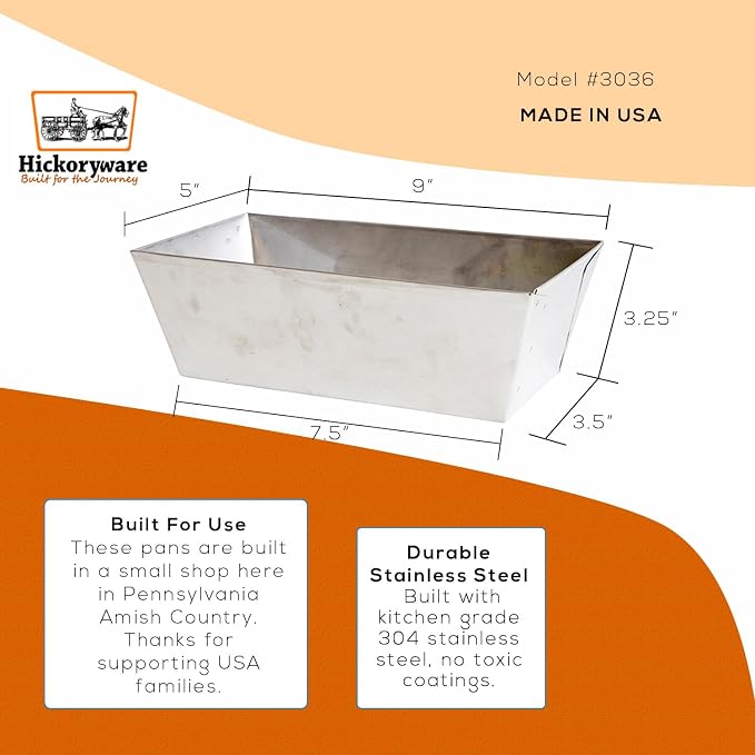 Homeplace Loaf Pan Large 9x5 Stainless Steel Stainless Steel - Hand Made In USA - Not Polished Food Service Grade