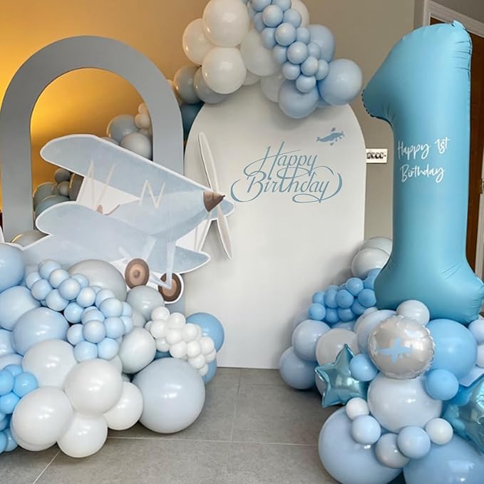 120pcs Light Blue Balloon Arch Kit, 18 12 10 5 inch Pastel Baby Blue Latex Balloons Different Sizes Balloon Garland for Graduation Baby Shower Gender Reveal Birthday Party Decorations