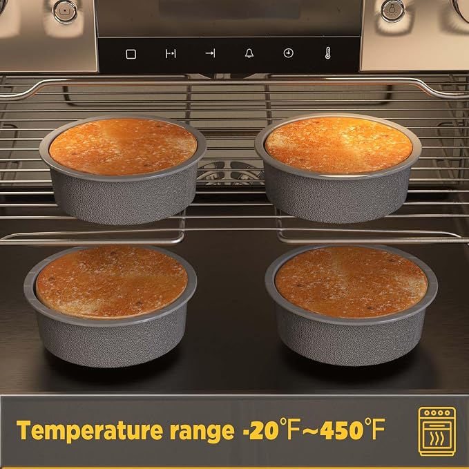 4 Pack Silicone Cake Pans 5 Inch Round, Nonstick Small Cake Mold Set | KEYFIVE Easy Release 5" x 2" Bakeware for Smash Cake, Mini Layer Cakes, Birthday, Air Fryer, Oven, Microwave (Grey)