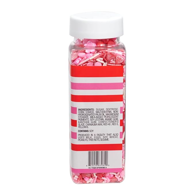 Hearts, Flowers & Pearls Sprinkle Mix Red, White and Pink 4.4 oz, Valentines Sprinkles Sprinkles For Cake Decorating, Baking, Ice Cream & More, The Hampton Candy Company