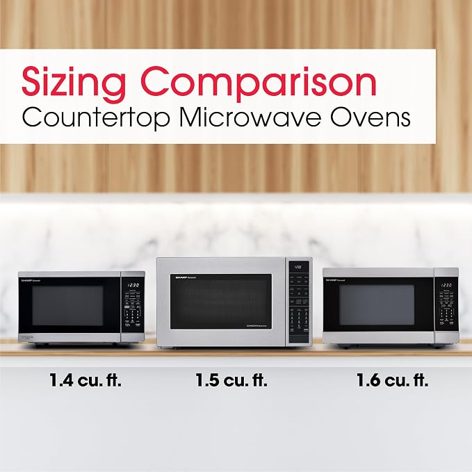 SHARP SMC1585KS Convection Countertop Microwave Oven with Removeable 15.4" Carousel Turntable, 1.5 Cubic Feet, 900 Watt, Sensor Cooking, Stainless Steel