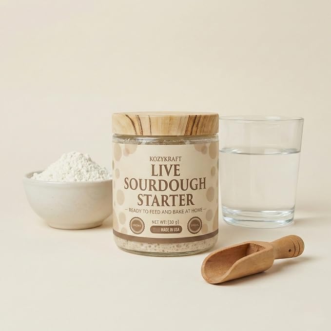 KozyKraft Live Wet Sourdough Starter Jar (30g) | Active Culture for Home Baking | Unflavored | Ships Ready to Feed