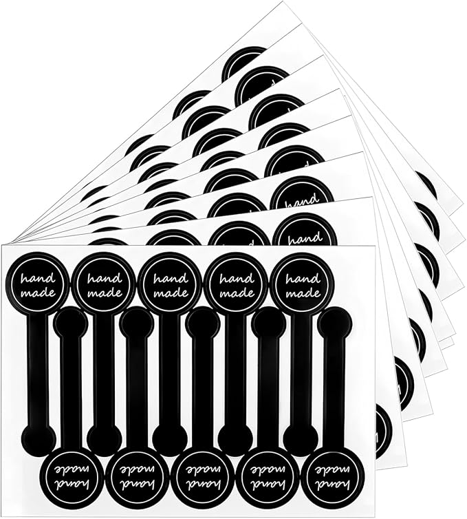 300pcs Black Handmade Food Baking Label Stickers for Baked Goods Packaging (StyleA)