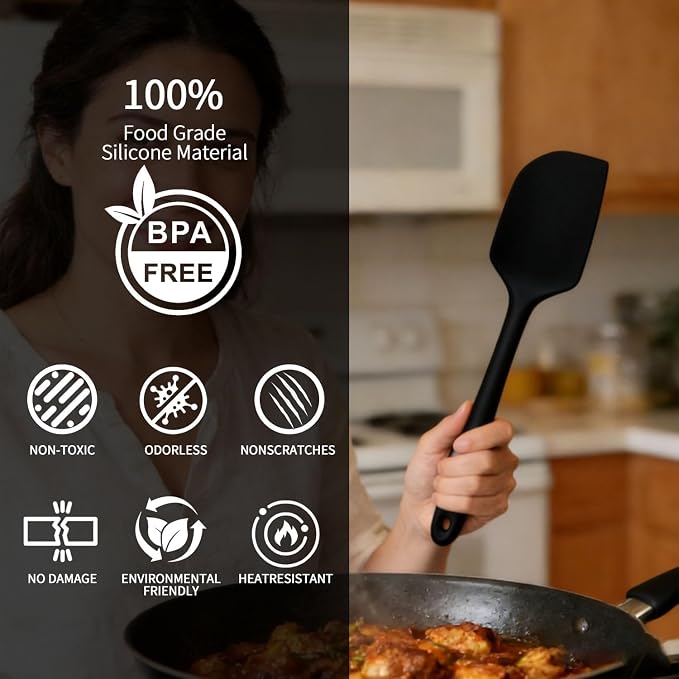 Silicone Spatula,Rubber Spatulas,600°F Heat resistant Baking Spatula, Cooking,Scraping,and Mixing, Non Stick Kitchen Utensils, BPA Free (3 PCS 11 INCH)