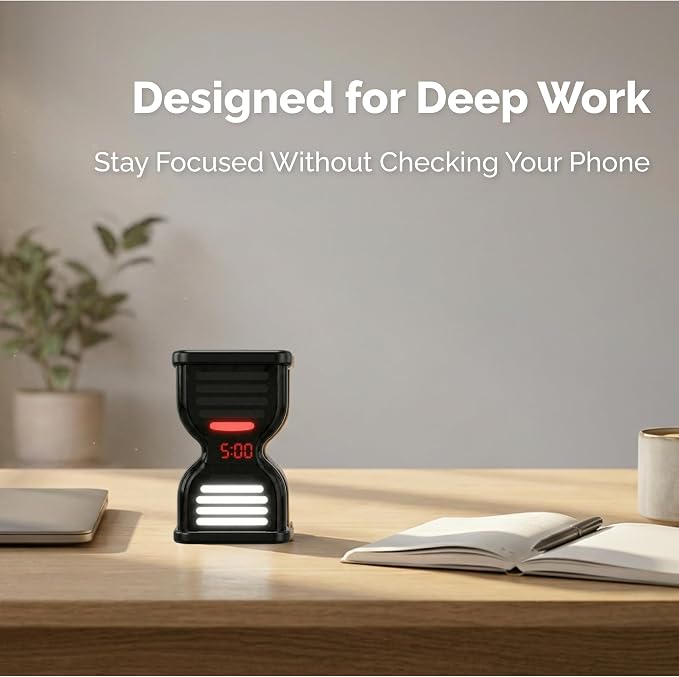 Pomodoro Timer for Productivity, Visual Countdown with Light Flow, Flip Timer 25/5 min, Custom Countdown Count-up, USB-C Rechargeable, Silent Study for Kids Students ADHD Gift Work Classroom Office