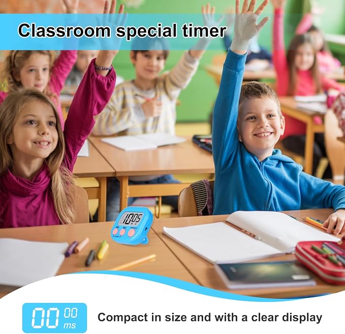 12 Pack Magnetic Digital Timers for Classroom & Kitchen – Loud Alarm Countdown Timer for Kids, Teachers, Cooking, Exercise – Large Display, Easy 3-Button Operation, Multi-Color