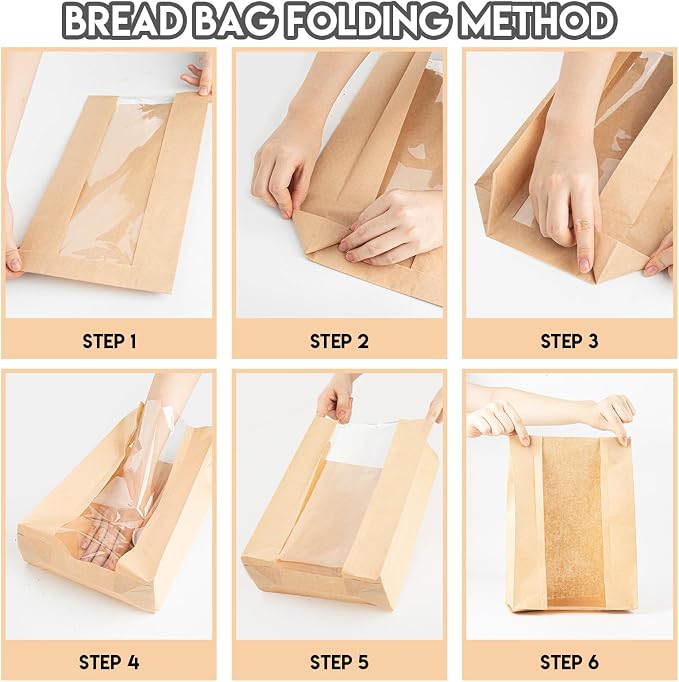 Bread Bags for Homemade Bread Sourdough 25Pcs - Kraft Paper Bakery Bags for Food Packing Storage with Label Seal Stickers (13.7 x 8.3 inch)