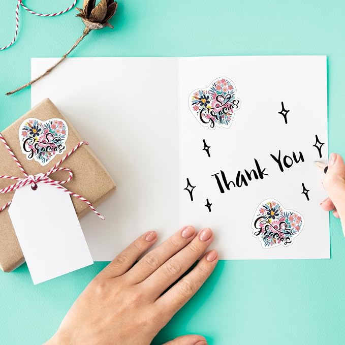 Spanish Gracias Stickers |Premium Waterproof Vinyl Thank You Labels for Packaging, Envelopes, Boutiques, and Gift Wrapping