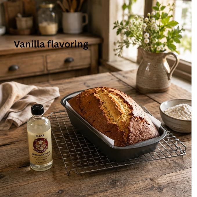 Royal Artisan Clear Vanilla Extract, with real vanilla bean, Organic, colorless; ideal for white icings, buttercream, light cakes and beverages; clean flavor; 8 fl oz (240 ml) glass bottle