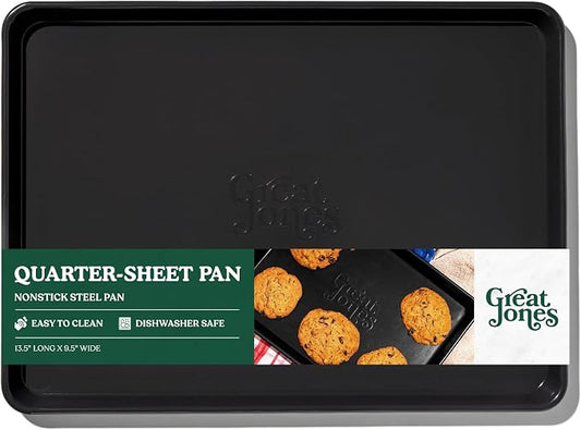 Great Jones Little Sheet (Pepper) | Jelly Roll Pan, Quarter Sheet Pan | Aluminized Steel,13.5" x 9.5" | For Baking, Roasting, & Broiling | Premium Bakeware with Even Heat Distribution