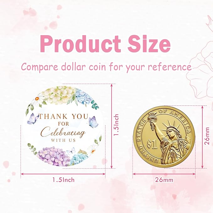 Louise Maelys 1.5 Inch Thank You for Celebrating with Us Stickers 500 Pcs Thank You Party Favor Stickers Labels for Wedding, Baby Shower,Graduation Party, Birthday Party Gift Labels