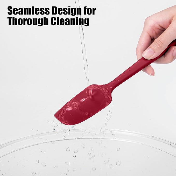 600°F Heat Resistant Small Spatula, Doosu Mini Food-Grade Silicone Bowl Scraper Compact Flexible Kitchen Cooking Baking Tool for Scraping Jar Jams Nut Butters & Mixing Stirring Sauce (Red)