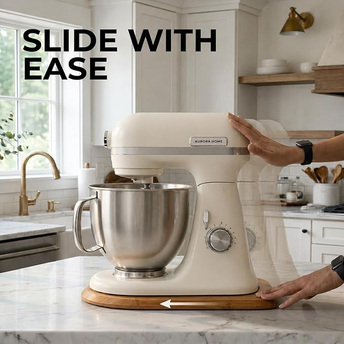 Ibyx Premium Bamboo Mixer Slider for KitchenAid 5-8 Qt Bowl Lift Stand Mixer - Food-Grade Appliance Slider Mat for Kitchen Countertop Storage Accessories (Natural)