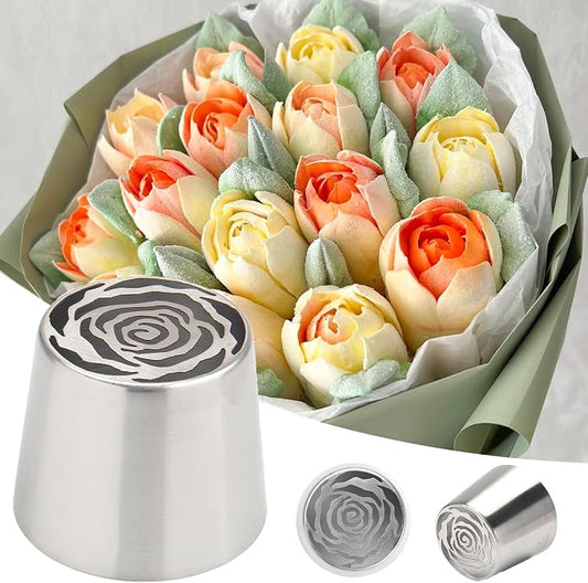 Extra Large Russian Piping Tips for Marshmallows Stainless Steel Flower Frosting Nozzles many styles Cake Decorating Baking tool for Buttercream, Cupcakes Cookies(SL46)