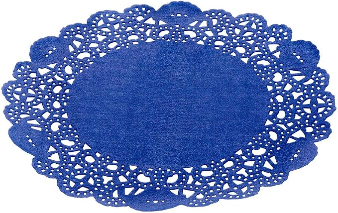 Restaurantware-Pastry Tek 6 x 6 Inch Lace Doilies, 4,000 Decorative Tableware Placemats - Disposable, Round, Navy Blue Paper Table Doilies, for Birthdays, Or Weddings, Table Decor