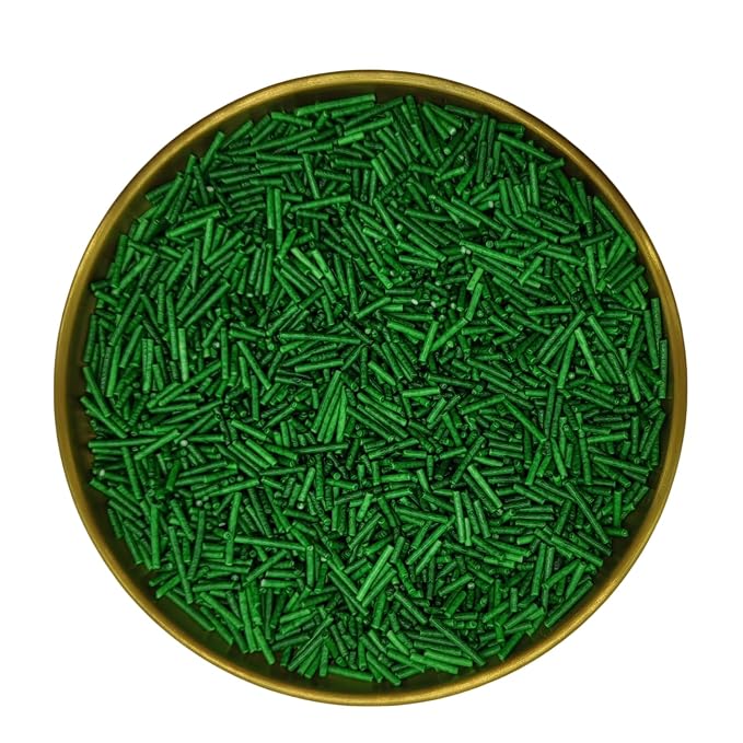 Green Jimmy Sprinkles Edible Mix Size Jimmies Cake Decorations Soft Jimmies for Topping Ice Cream, Cookies, Cakes, Wedding Party, Valentine Christmas Supplies 3OZ