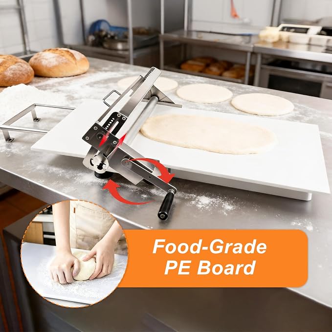 32.7"x18.9" Manual Dough Sheeter with Adjustable Thickness 0-25mm, Folding Dough Sheeter Machine for Commercial Home Bakery, Stainless Steel Portable Dough Machine for Pizza, Puff Pastry(300)