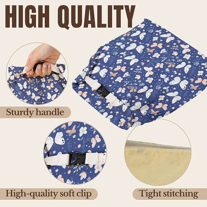 InnoBeta Beeswax Bread Bags for Sourdough & Homemade Bread, 2 Pack Reusable Cotton, 17"x13", Blue Butterfly