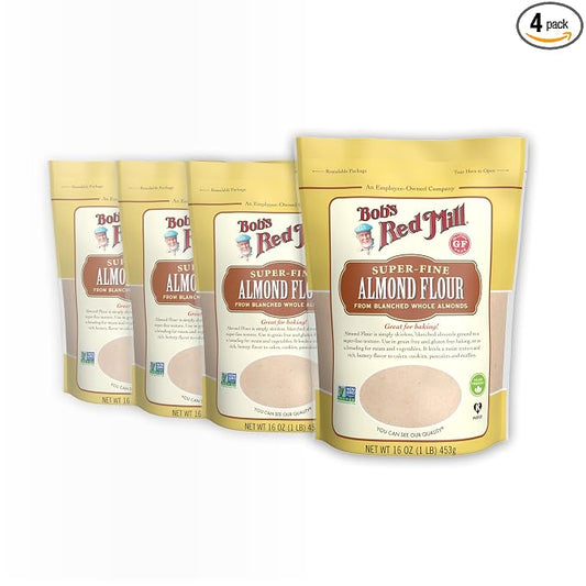 Bob's Red Mill Blanched Almond Flour, Finely Sifted - 1 Pound (Pack of 4) - Non-GMO, Gluten Free, Paleo, Vegan, Keto Friendly